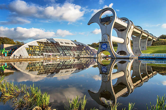 The Falkirk Wheel, an engineering marvel in central Scotland