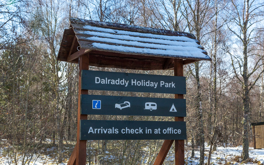 Dalraddy Holiday Park signage.