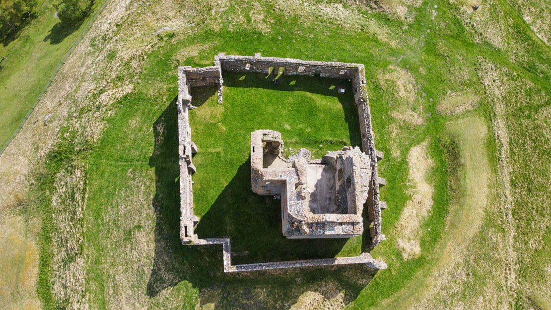 Overhead view of Auchindoun Castle.