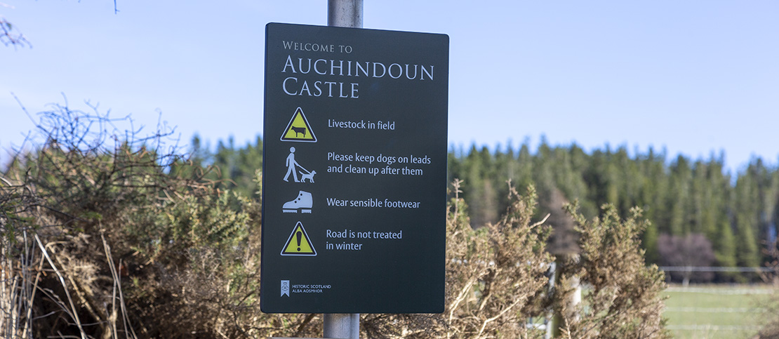 Main signage for the castle / iron age hillfort.