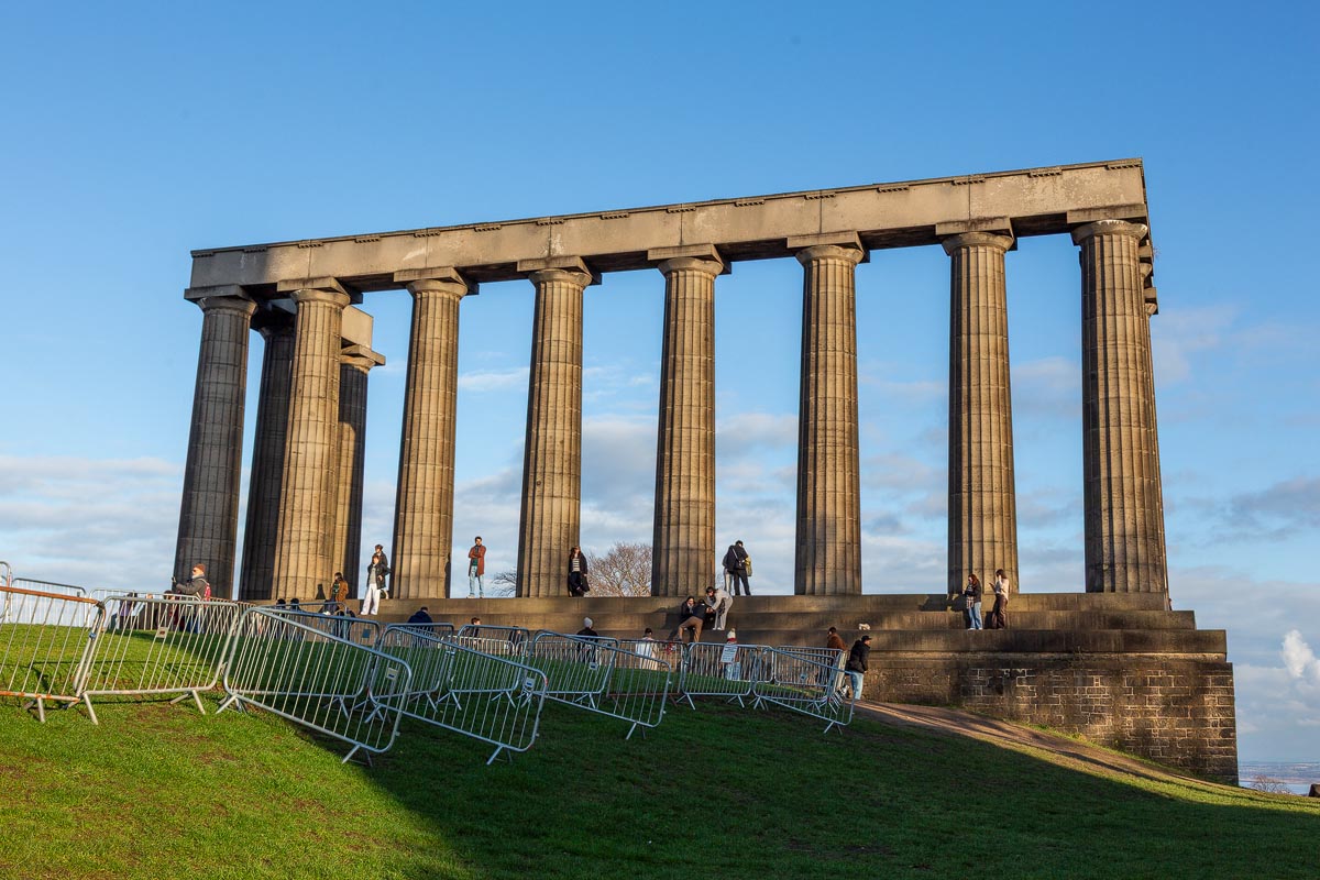 The twelve columns of the National Monument on Calton Hill, modelled on the Parthenon in Athens