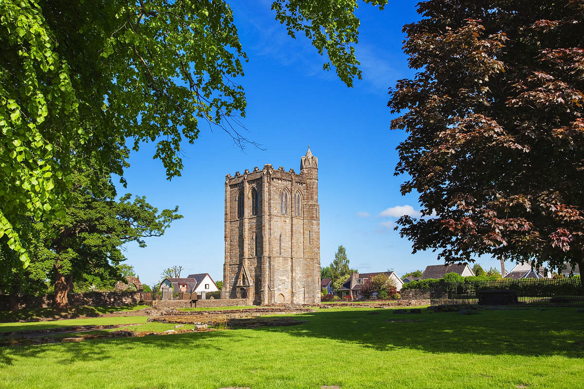 The freestanding bell tower of Cambuskenneth Abbey near Stirling