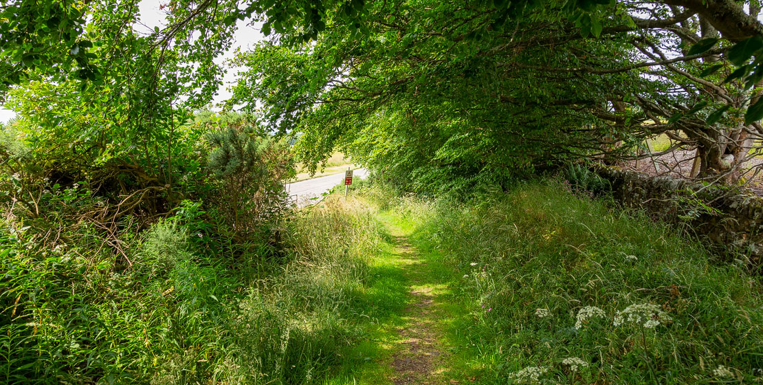 Walking from the car park to Carn Liath Broch.