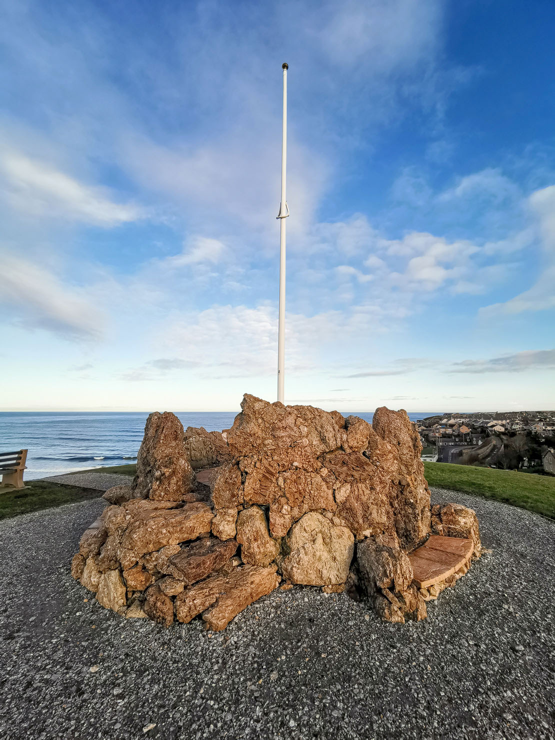 Castle Hill folly and flagpole. Medieval Royal Cullen Castle.