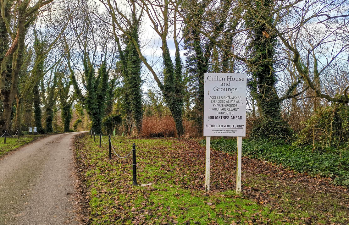 The road to Cullen House and Castle Hill accessed from Grant Street.
