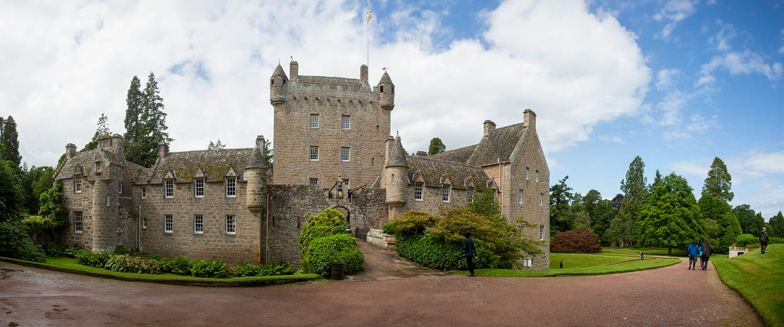 Wide angle view of Cawdor Castle.