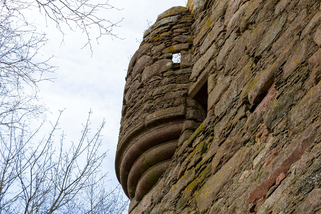 The decorative corbelling that once supported an angle turret