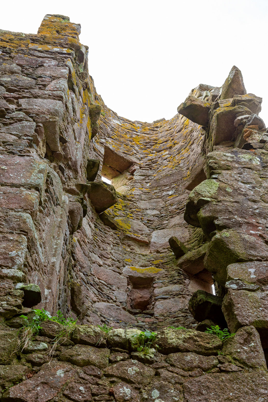Looking up inside the circular stair tower – once the main route between floors
