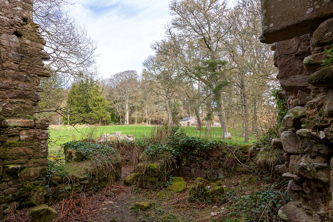 Views through the castle walls to the Aberdeenshire countryside beyond