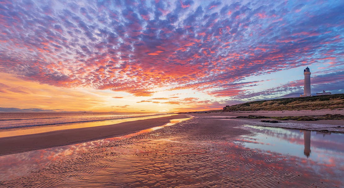 Covesea Lighthouse, a major tourism hub on the Moray Coast