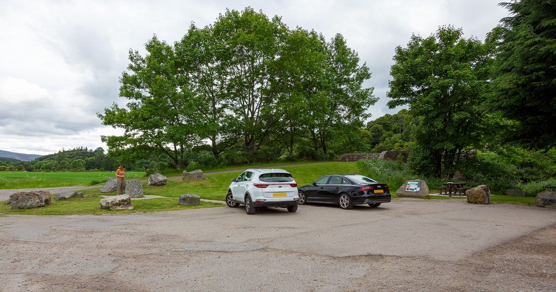 The car park right next to the bridge.
