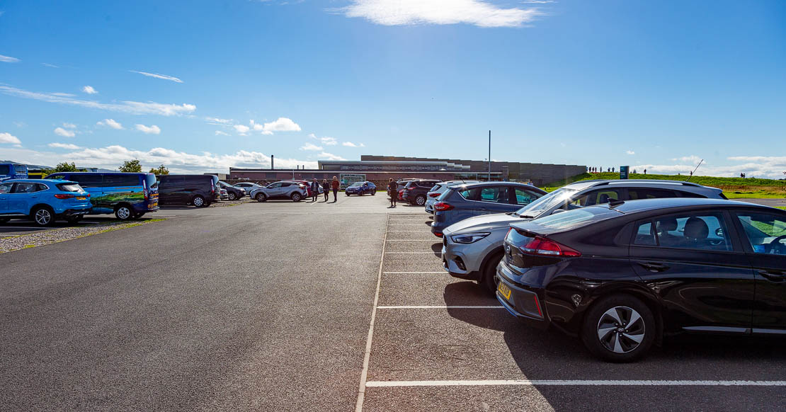 Culloden Battlefield car park and visitor centre.