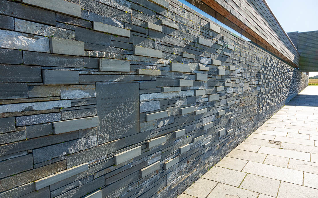 Culloden brick memorial wall.