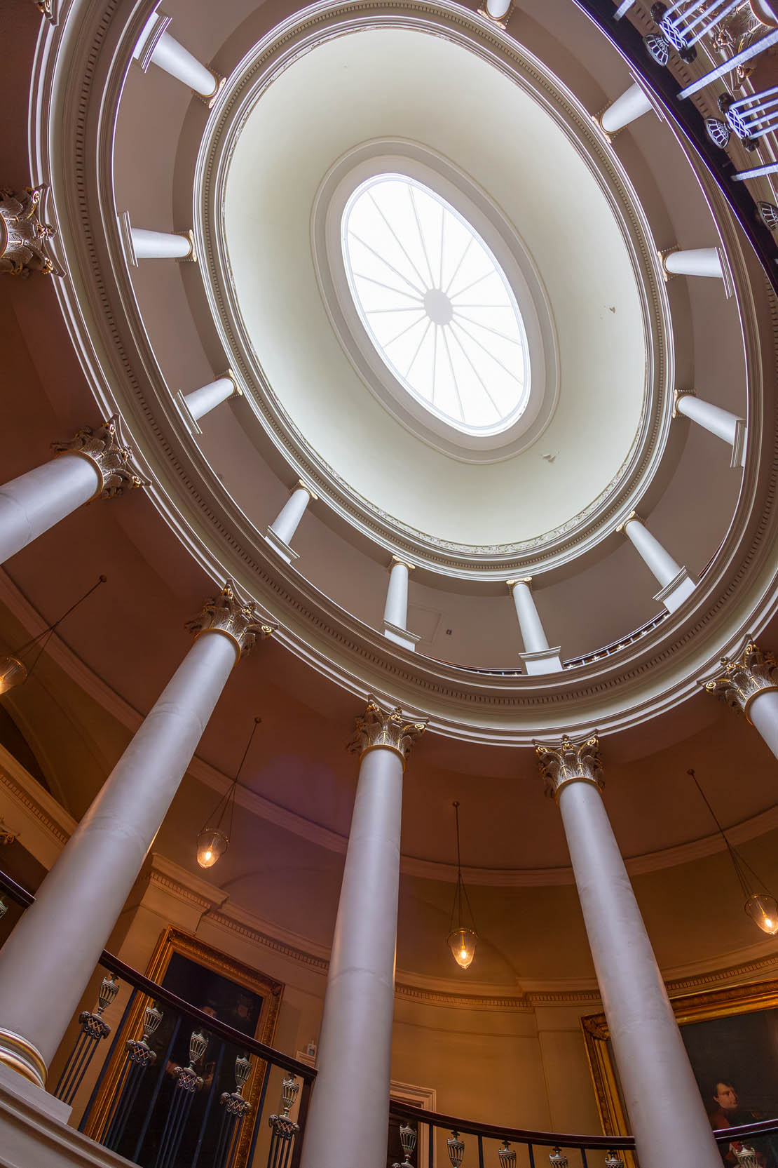 Oval staircase ceiling.