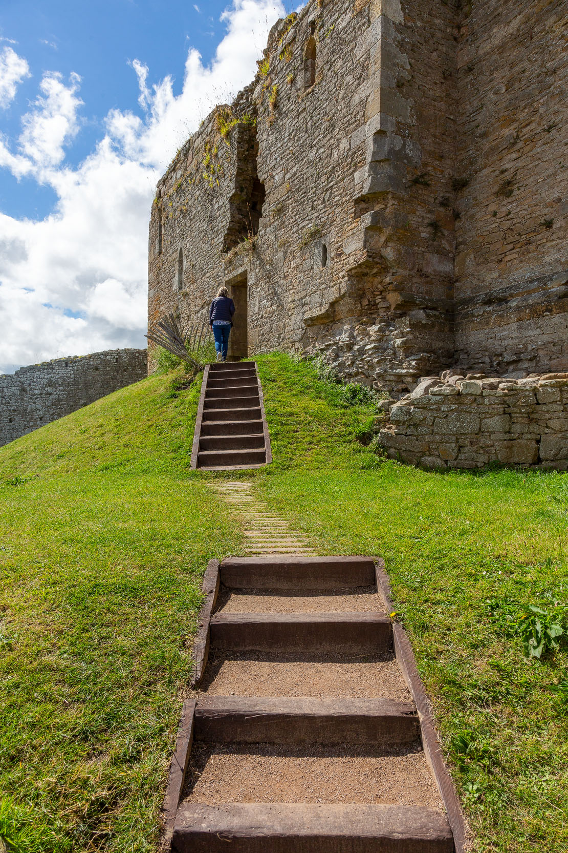 Steps to Duffus Castle keep.