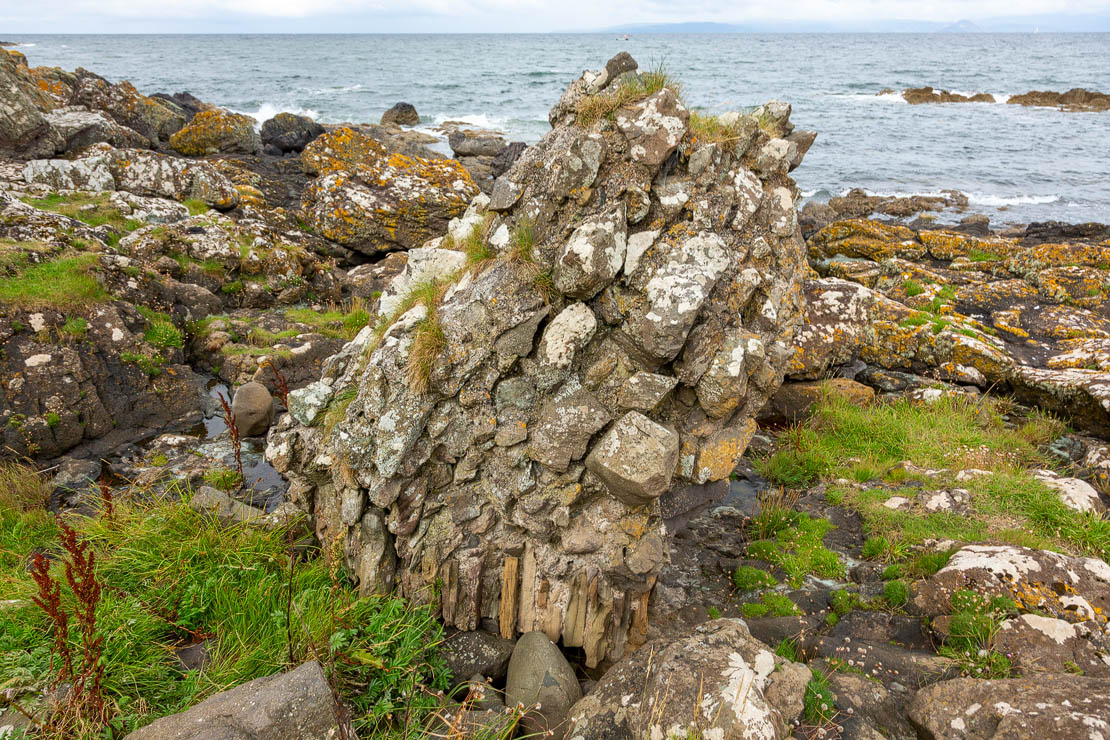 Fallen masonry at Dunure Castle.