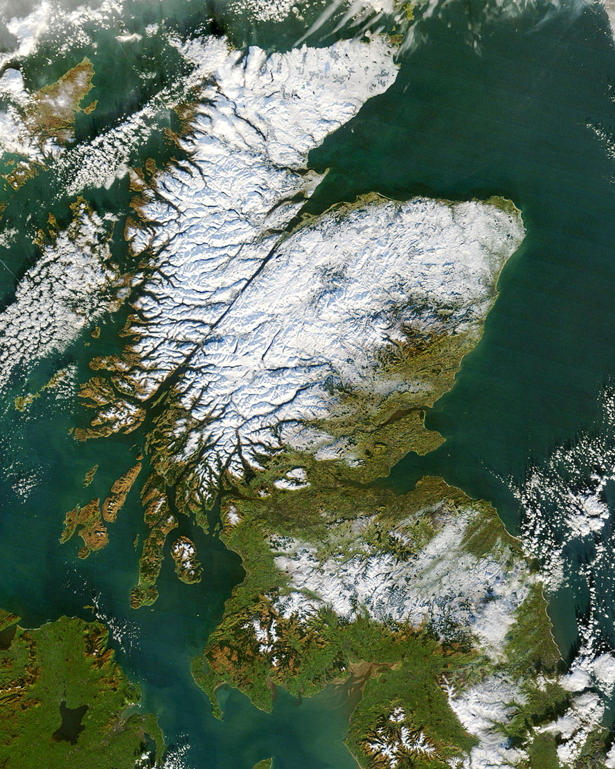 Scotland from space. Two earthquakes in less than a week.