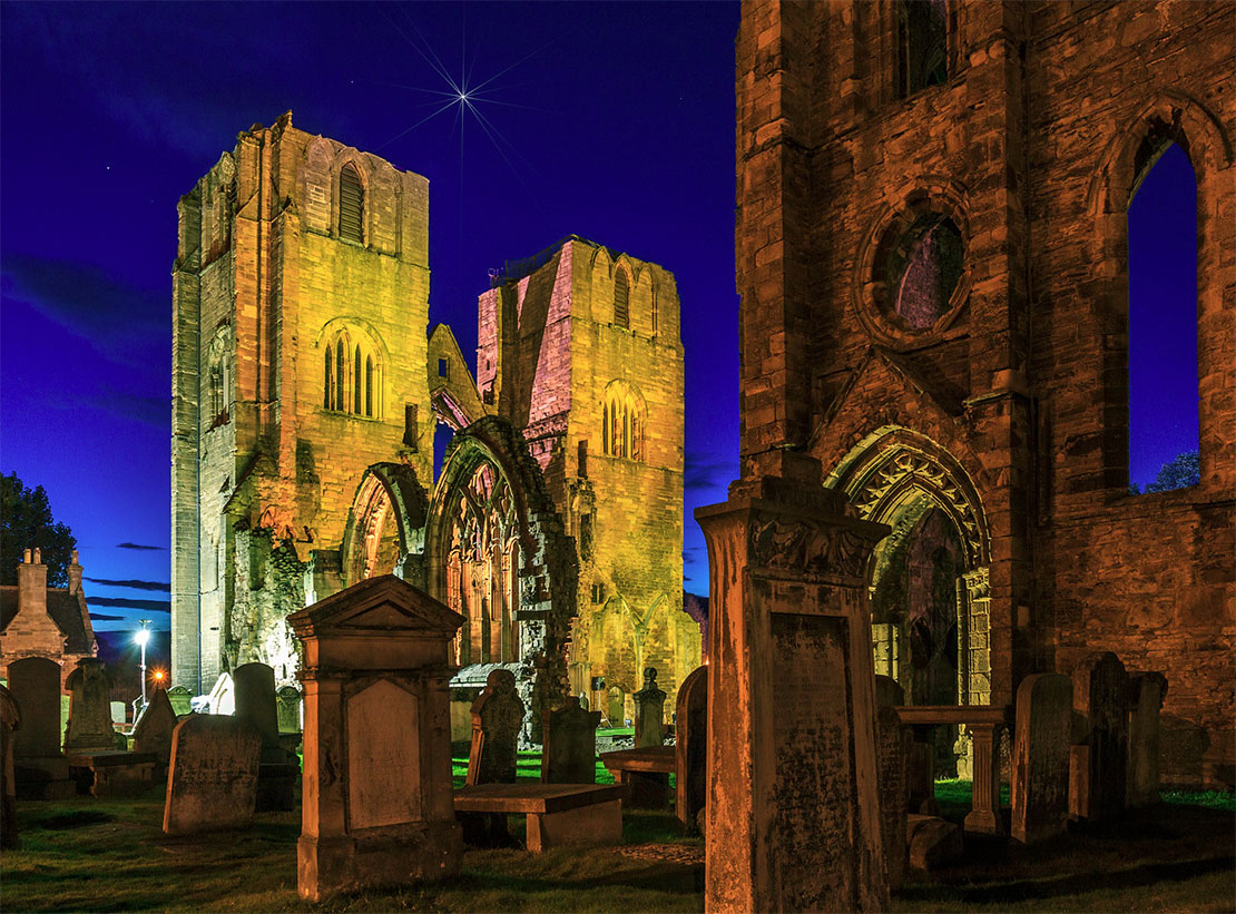 Night time at Elgin Cathedral