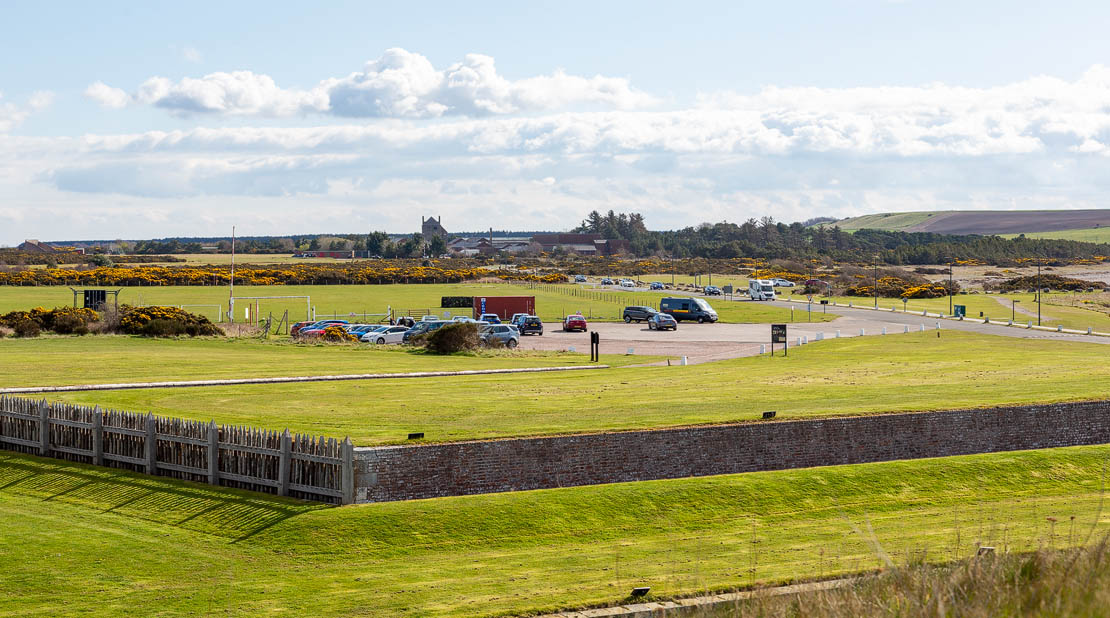 Fort George car park seen from the battlements.