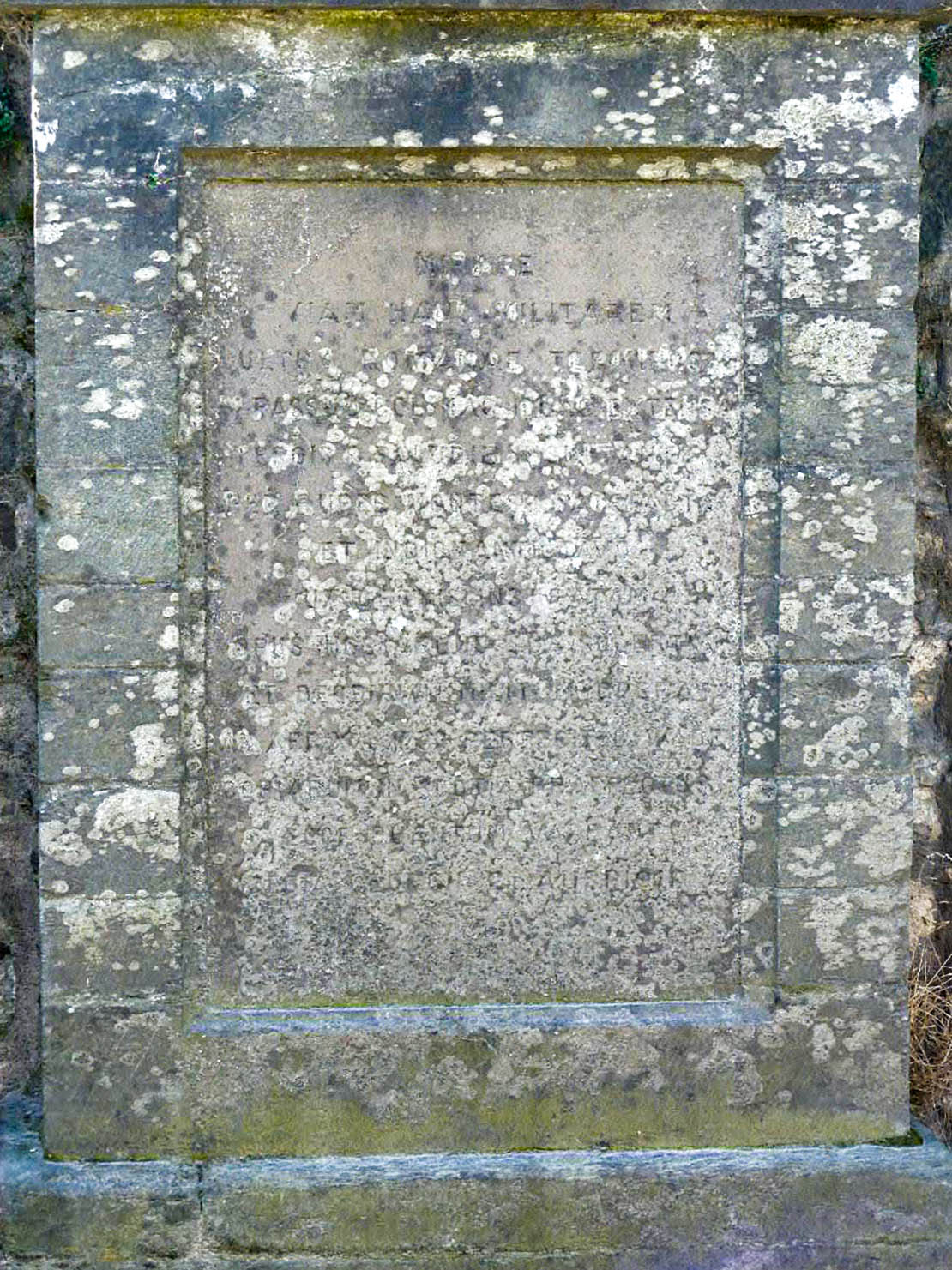 Latin plaque on Wade's Bridge.