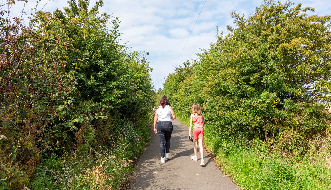 Walking to Greenan Castle.