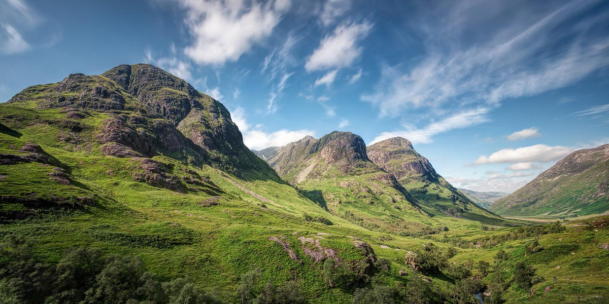 Dramatic Highland scenery with mountains and lochs that feature in the Harry Potter films