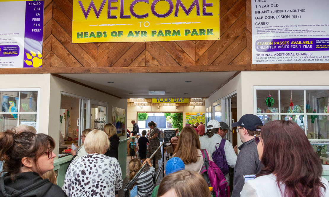 Buying tickets at Ayr Farm Park.