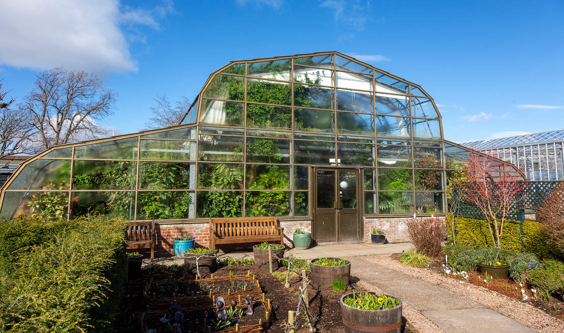 The main greehouse at Inverness Botanic Gardens.