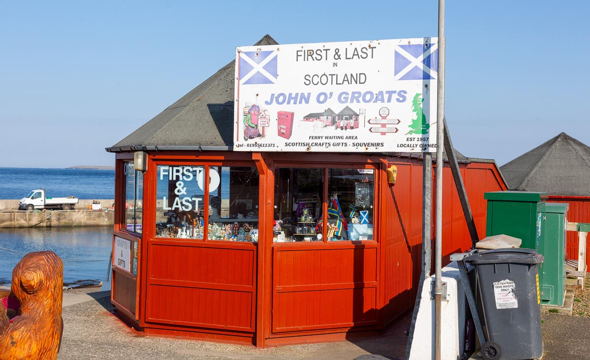 The First and Last in Scotland souvenir shop at John o' Groats harbour