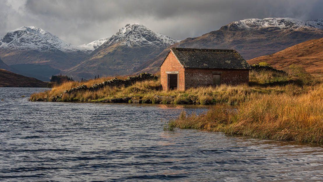 Boathouse at Loch Arklet. Boat hire.