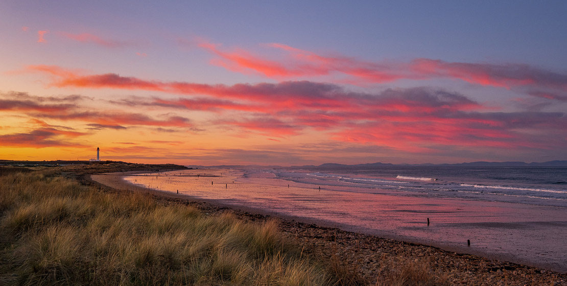 Lossiemouth West Beach at sunset to the north west. Simply Lossie.