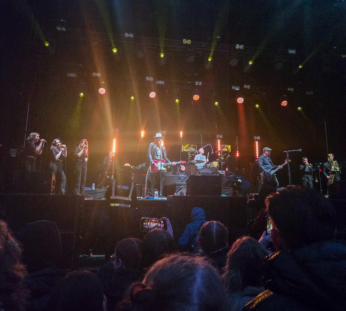 The Fratellis performing on the MacMoray main stage with full band including brass section