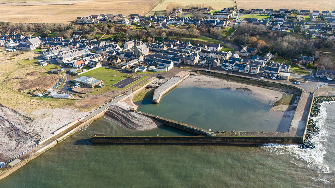 Portgordon Harbour, currently owned by the Crown Estate.