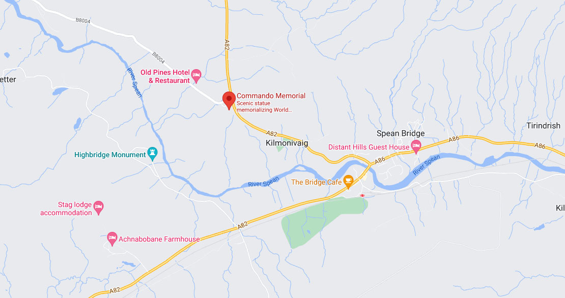 Commando Memorial map location shown, trip advisor.
