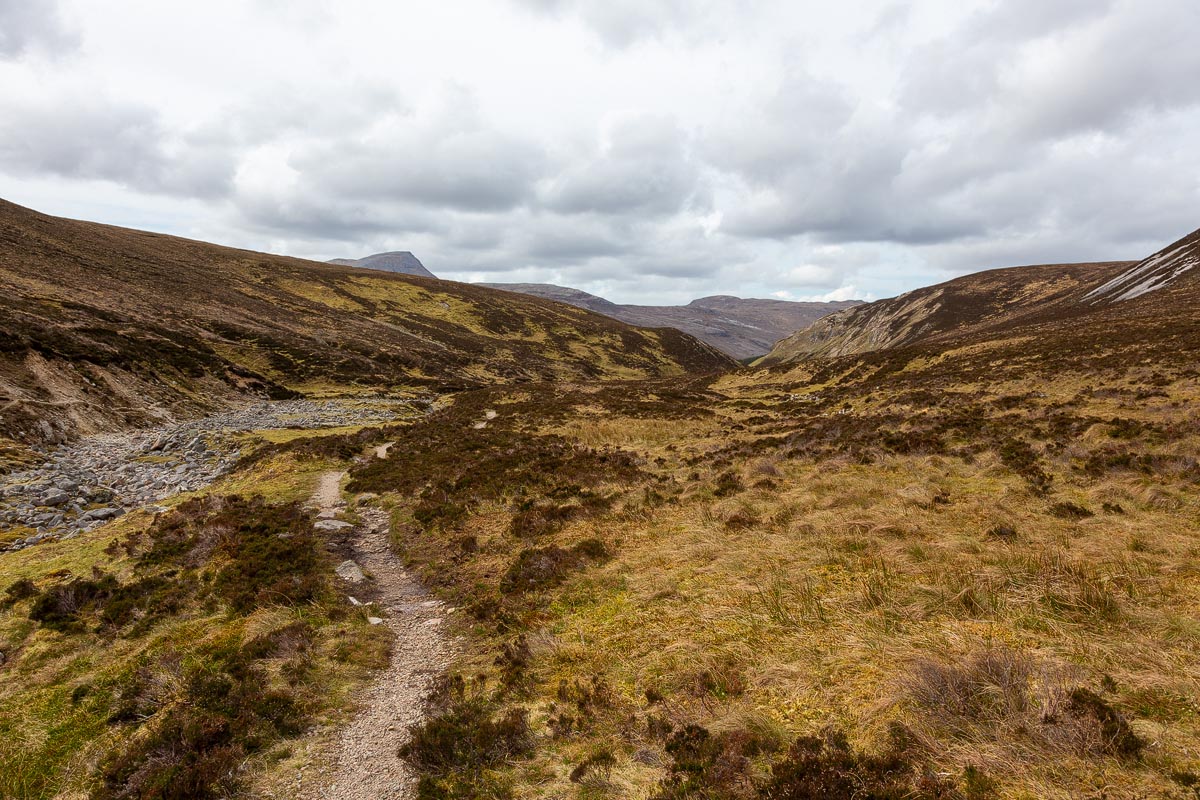 Janette on the return path descending through the Allt nan Uamh valley