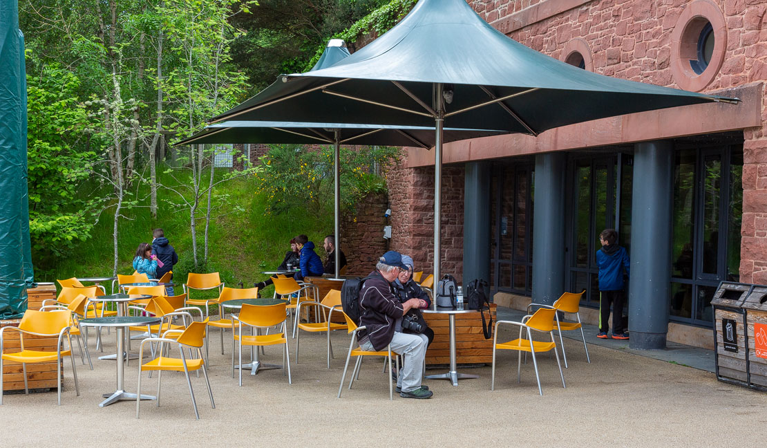 Outdoor seating at the visitor centre.