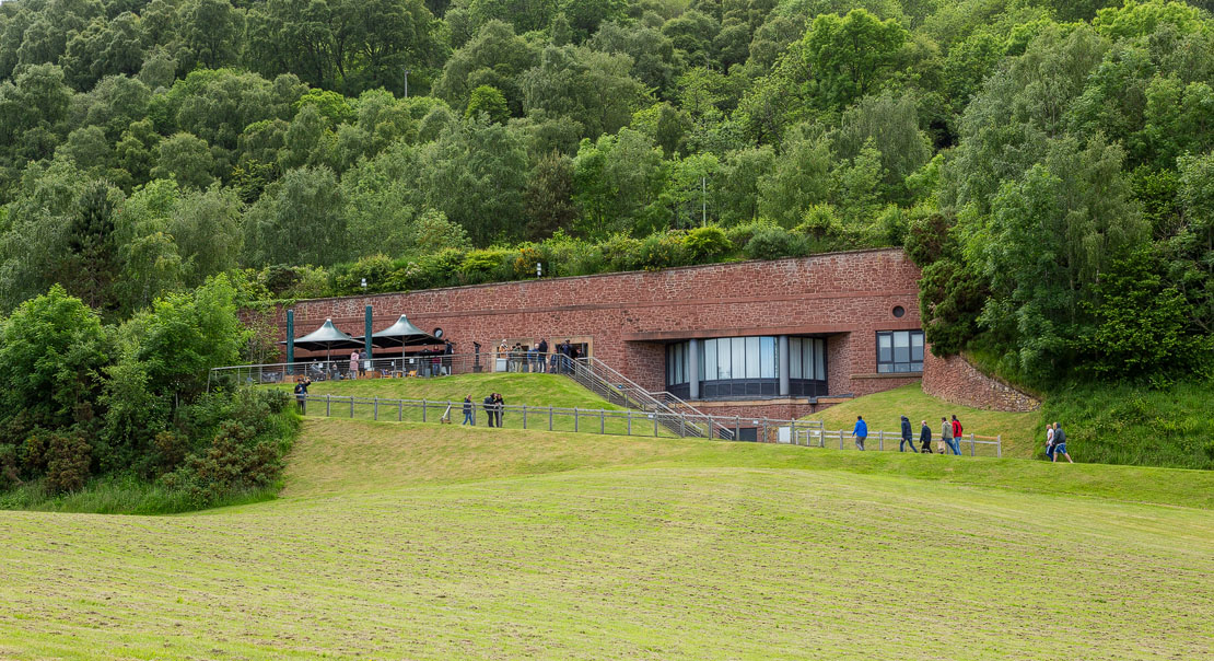 Visitor centre as seen from the castle.